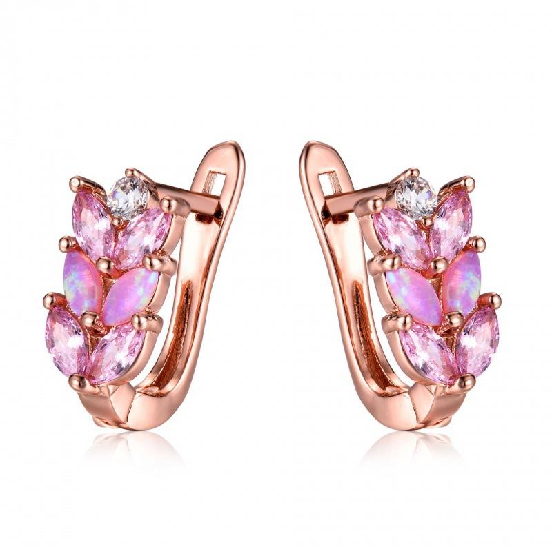 Creative jewelry blue imported purple diamond leaf-shaped ear buckle women's ins style personalized earrings