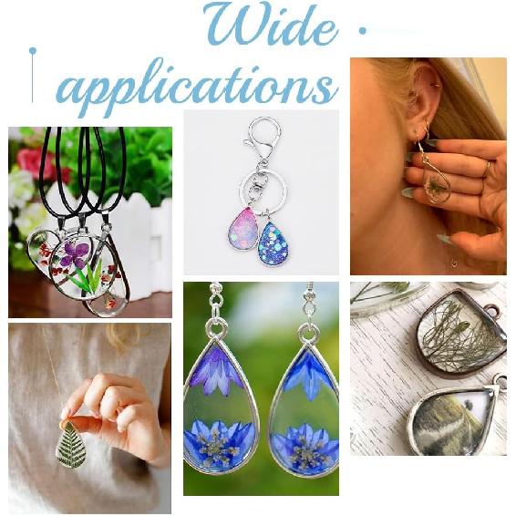 UNICRAFTALE Open Back Bezel Pendants Epoxy Resin Oval Blank Hollow Frame Charms Metal Pressed Flower Frame Pendant For DIY UV Pressed Flower Jewelry