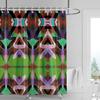 Abstract Symmetrical Shower Curtain-bright Red with Multi-color Geometric Pattern, Modern Bathroom Decoration