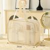 Portable Solid Color Mesh Cosmetic Bag Lightweight Space Saving Zipper Bags Large Capacity Travel Toiletry Storage Handbag