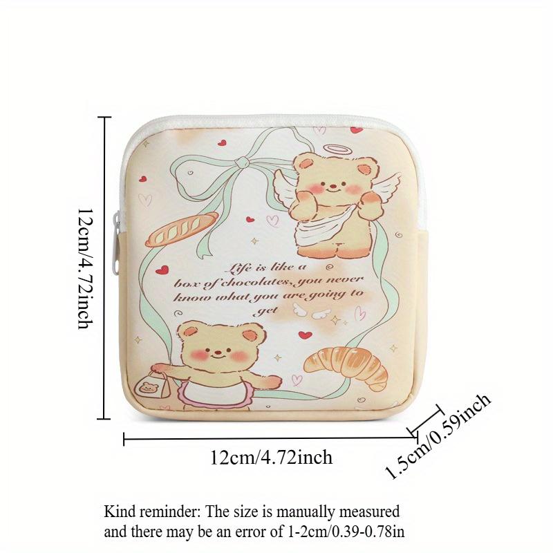 

2pcs/1pc, Portable Sanitary Napkin Storage Bag, Cartoon Pattern, Candy Sundries Organizer, Lightweight Multi-function Pouch