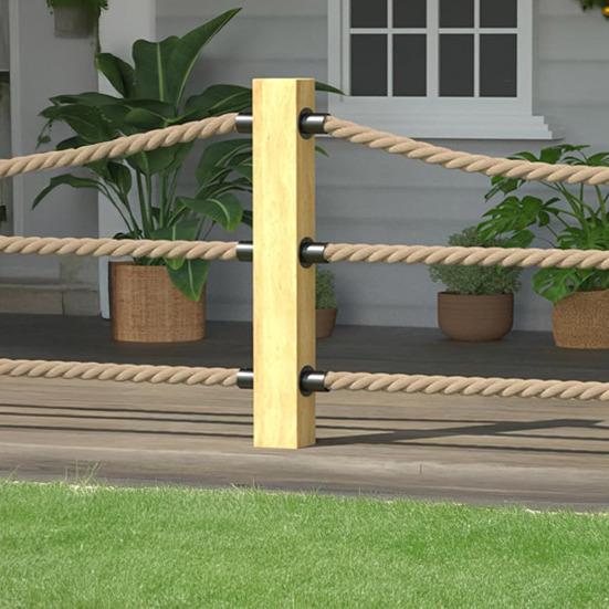 4 Stück Endmontage Schnappverschluss mit Kreuzseil-Schienenstützkappe Hanf