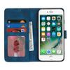 (iPhone SE (2022), Blue) Wallet Case for iPhone SE (2022)/(2020)/8/7 Double Folded Edge Skin Touch PU Leather Flip Phone Cover