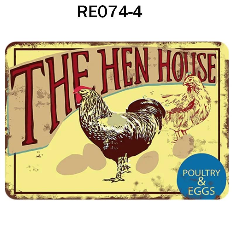 Happy-Hens Fresh Eggs Metal Tinplate Poster Chickens Farm Shop Poster Vintage Restaurant Wall Decor Retro Plaque Signs 20*30cm