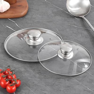 Coperchio Universale in Vetro Temperato per Pentole 13-28/35cm - Coperchio Trasparente Piatto per Wok e Vaporiera (Nessuna manopola superiore)