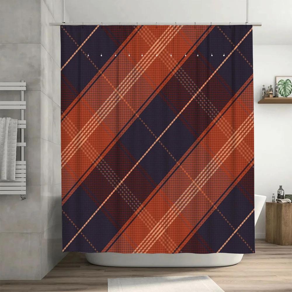 Classic Retro Plaid Waterproof Bath Curtains Stylish Modern Design Shower Panels for Bathroom Decorations