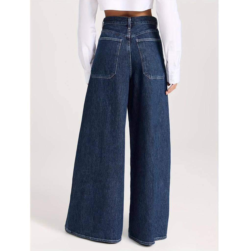 Women's Plus Size Wide Leg Loose Washed Denim Jeans