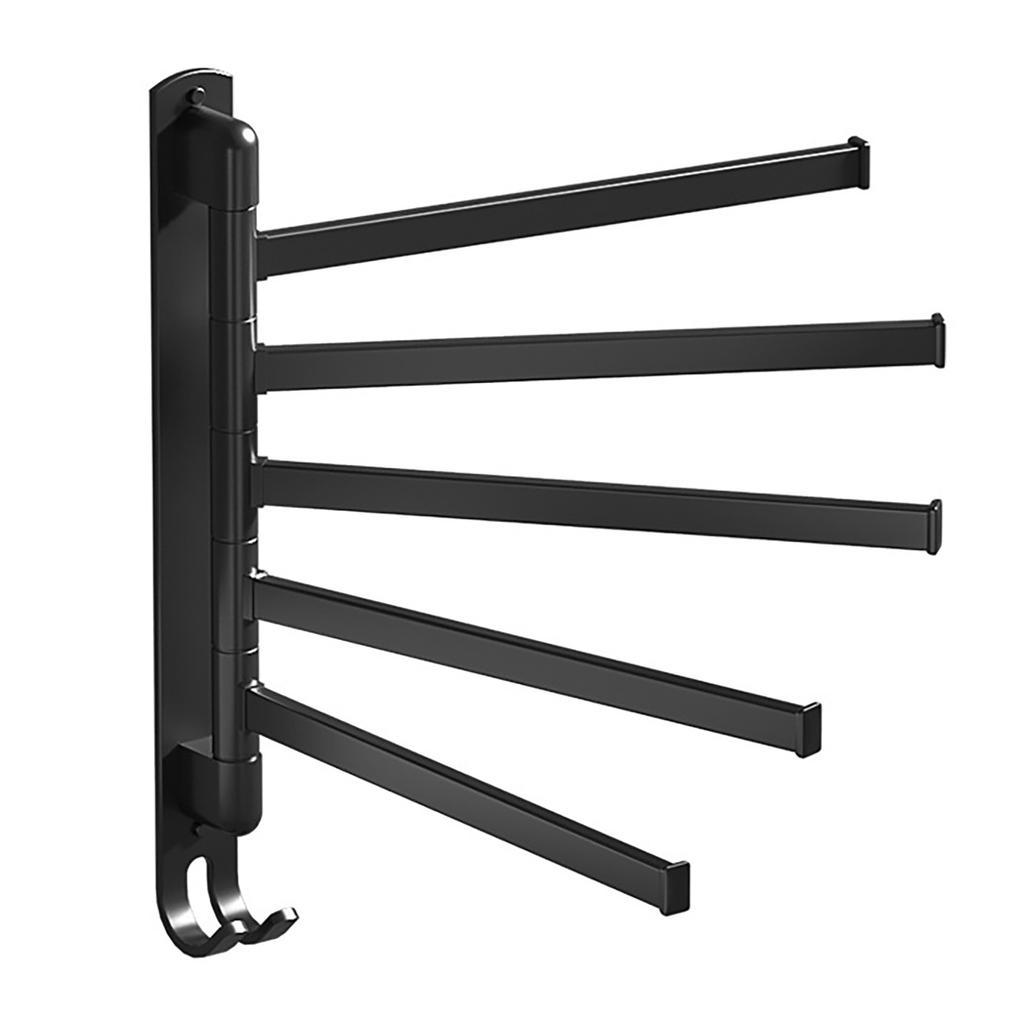 Swivel Towel Racks Stainless Steel Punch Free Wall Mount 5 Arms Rotation Towel Hanger Holder for