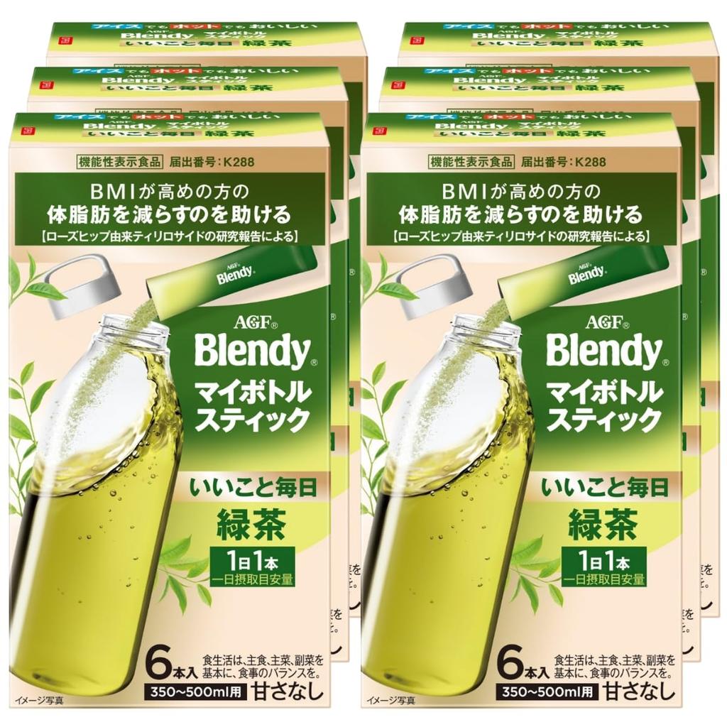 AGF Blendy My Bottle Stick Gute Dinge Jeden Tag Grüner Tee 6 Beutel Schachteln Teepulverfunktionelle Lebensmittel