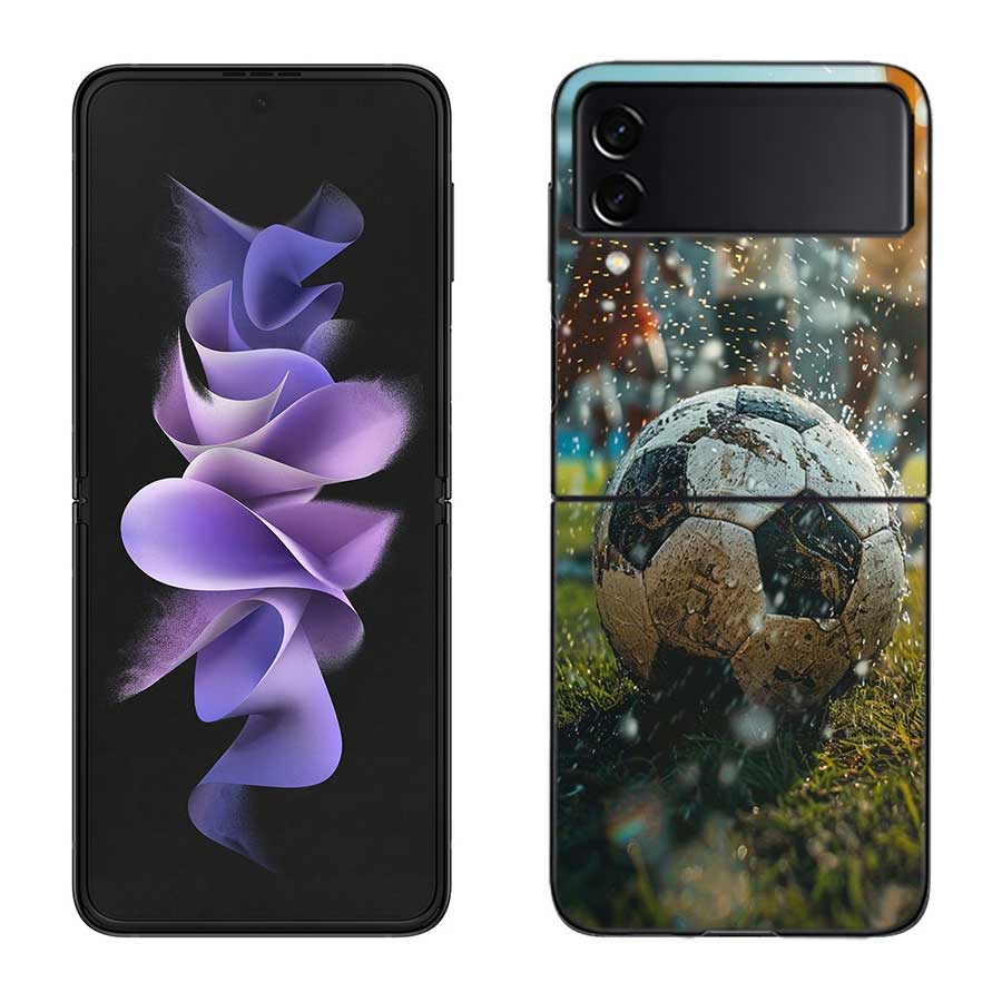 Football Field Phone Case For Samsung Z Flip 7 6 5G Galaxy Z Flip 5 4 3 Black Hard Cell Cover Luxury PC Shell Coque