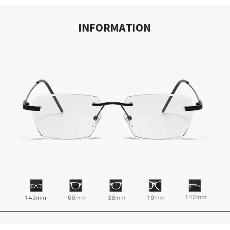 New Trend Women's Pochromic Glasses Outdoor Anti-UV Discoloration Myopia Men Vintage Square Rimless Minus Diopter Eyewear