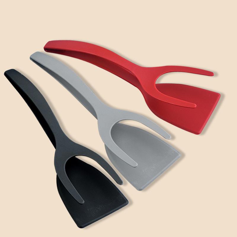 Zwei-in-Eins Nylon Küchenspatel und Lebensmittelzange für Steaks, Toast und Omeletts