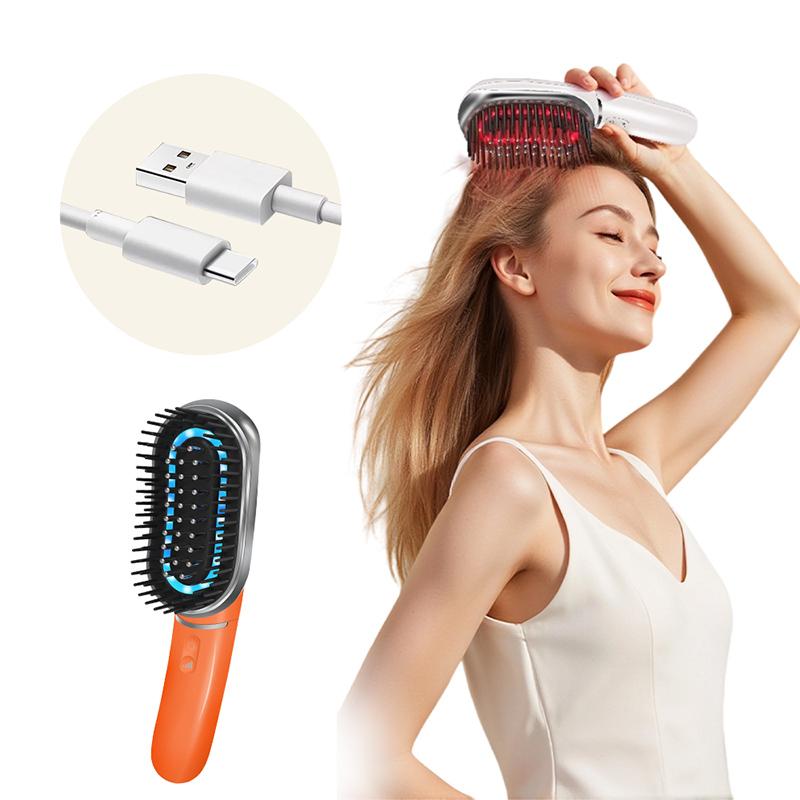EMS Electric Head Massage Comb EMS Vibration Hair Care Anti-hair Loss Head Therapy Red and Blue Light Hair Growth Health