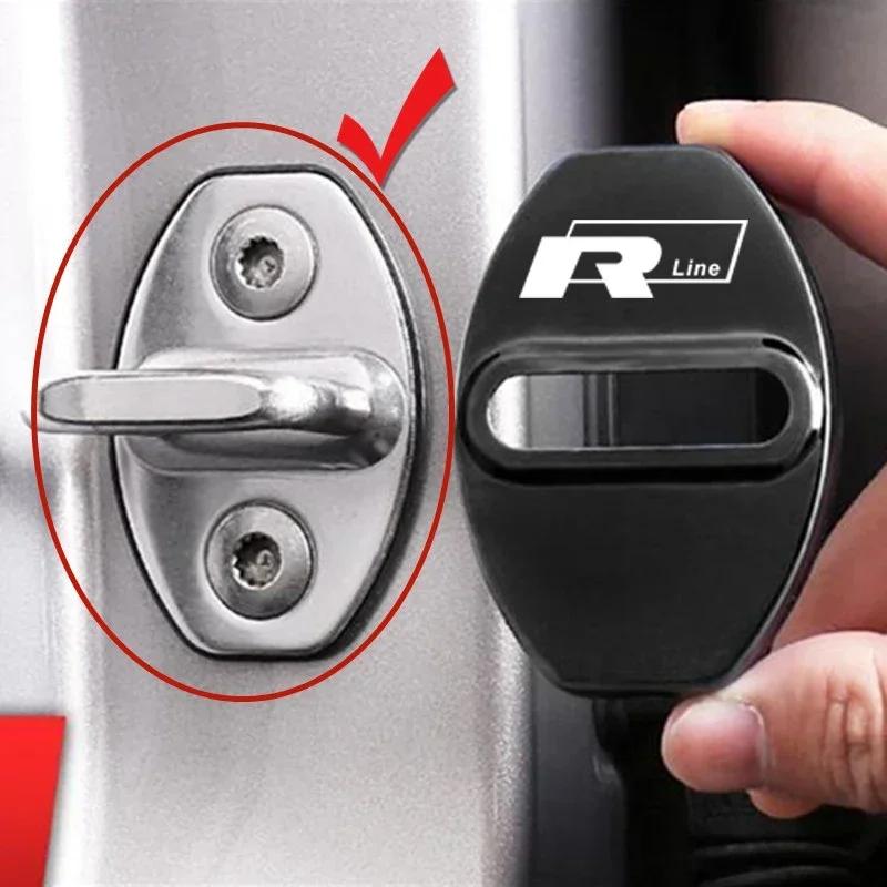 WGLRK1 4Pcs for Volkswagen VW Rline Jetta Santana Golf Polo Lavida Tiguan T-Cross Passat Bora Car Door Lock Cover Protect Buckle Case