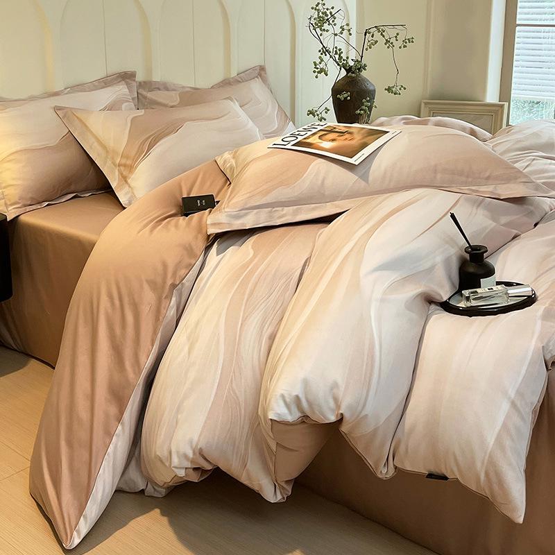 Pure Cotton Fresh Style Bedding Set: Modern Minimalist Duvet Cover, Sheet & Fitted Sheet for Spring/Summer