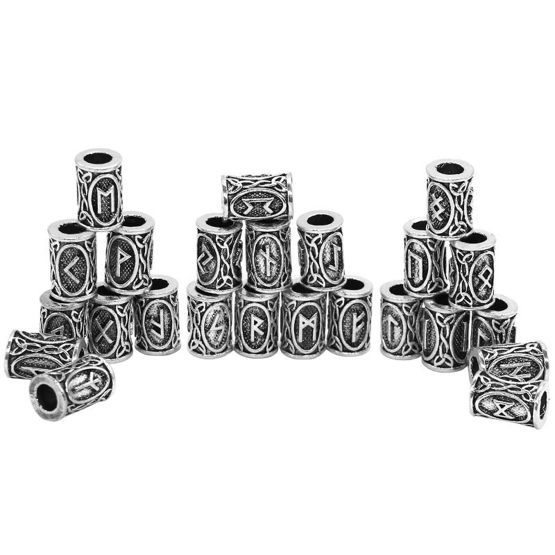 48 Pieces Viking Beard Beads Antique Hair Tube Beads Dreadlocks Viking Jewelry Beads for Hair Braiding Bracelet Pendant