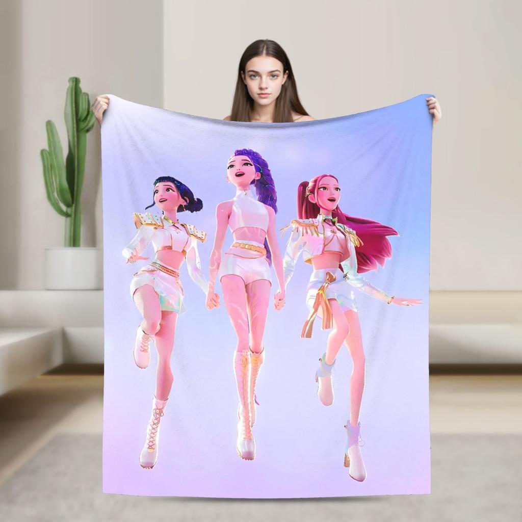 Super Soft Blanket Decorative K-Pop Demon Hunters Hot Anime  Throw Blanket  Flannel Bedspread For Couch Bed Sofa Bed Cover