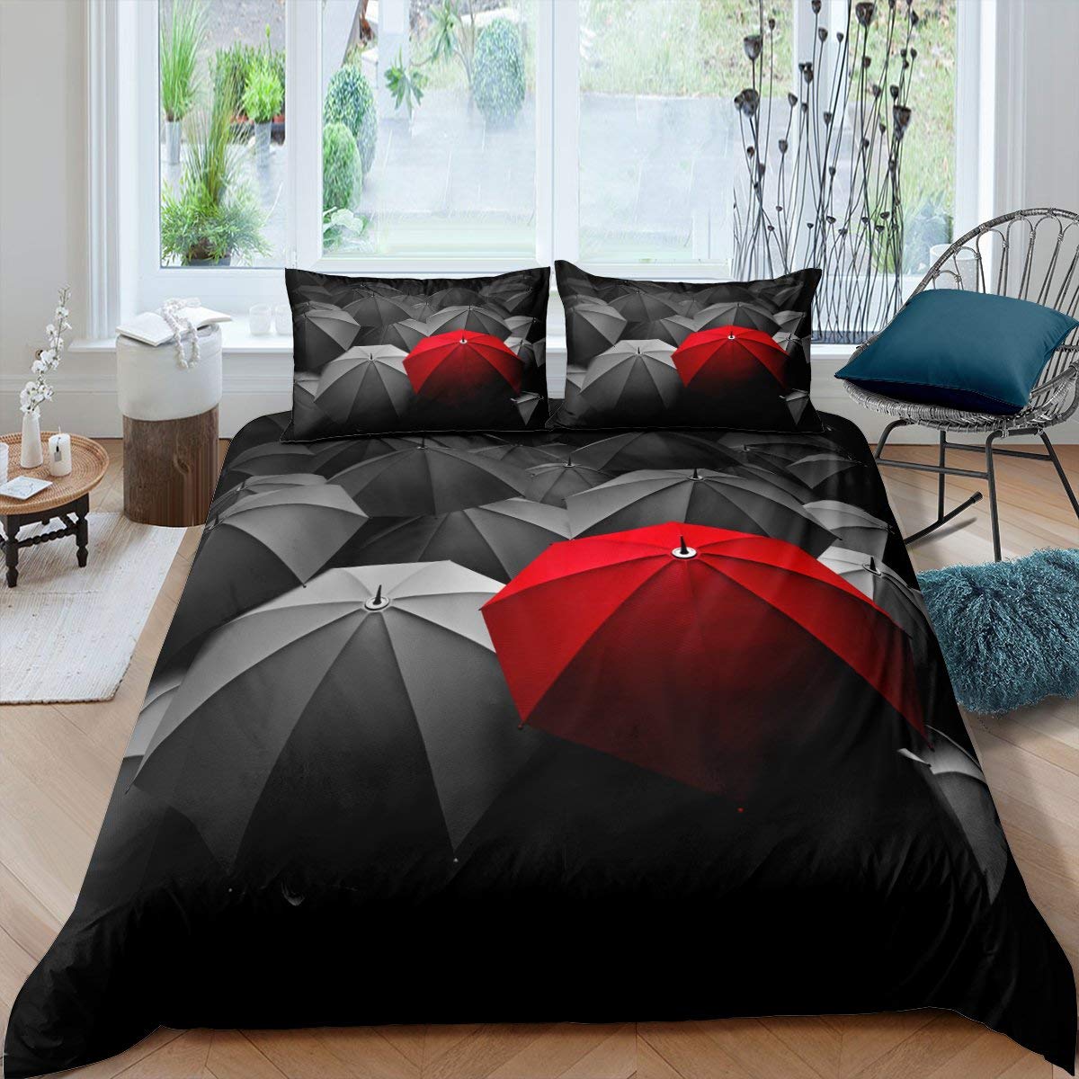 

Umbrella Duvet Cover Sets for Kids Teens Queen Lightweight Down Quilt Covers Bedroom Decor 2 Pillowcases 1 Duvet Cover No Quilt (135x200cm)