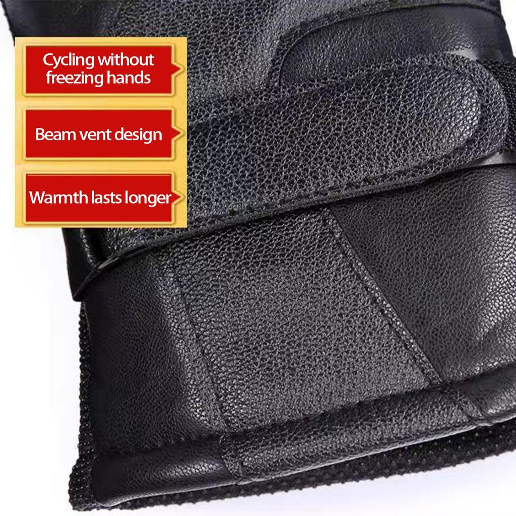 Winter Leather Gloves for Men and Women Warm, Thickened, Velvet-lined Motorcycle and Electric Car Riding Gloves
