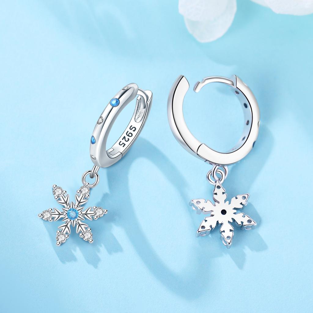 Orstarry S925 Silver Earring Exquisite Blue Snowflake Earring For Women Birthday Gift Silver Jewelry