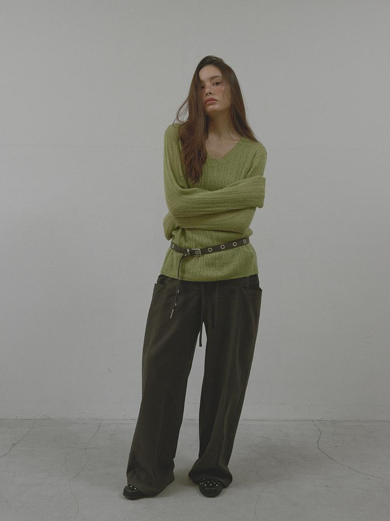 Asula V-Neck Golgi Knit (Olive)
