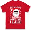 Bad Bitches Santa Christmas Tshirt Funny Cool Xmas Holiday Humor Friends Top