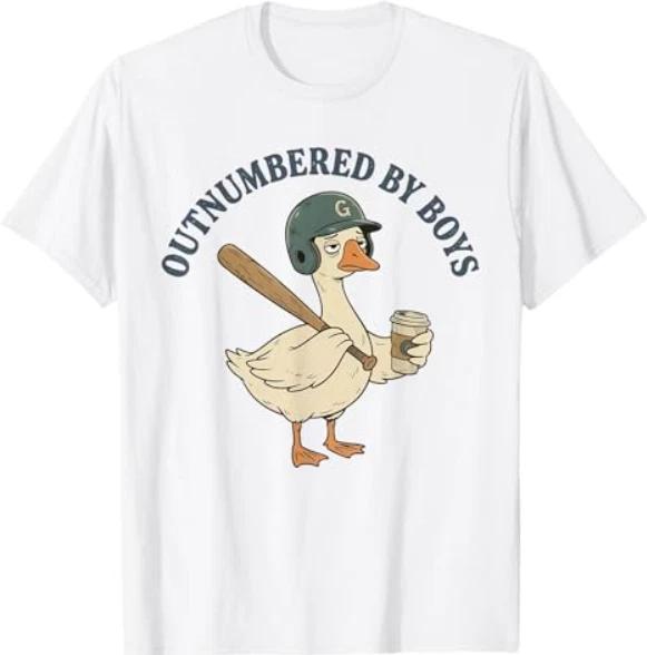 Funny Boy Mom Goose Mothers Day Outnumbered By Boys Baseball T-Shirt S