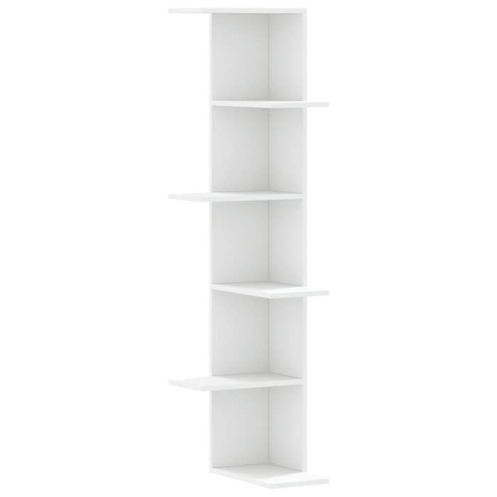 VidaXL White Corner Wall Shelf 36.5x36.5x140 Cm Engineered Wood, Corner Shelf, Hanging Shelf, Wall Shelf 852627