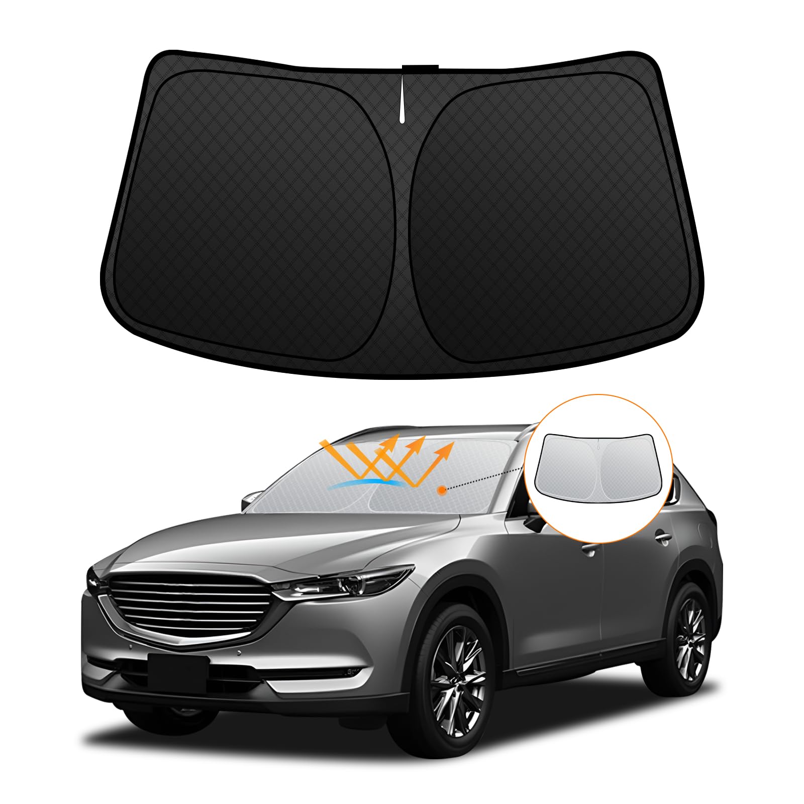 

Mazda KG Series Windshield Sunshade for CX8 UV No Suction Cups Light Summer UV Easy Installation and Includes Storage [Enhanced Edition] CX-8