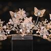 Vintage Gold Flower Butterfly Bridal Tiaras Crowns Baroque Pearl Pageant Diadem Headpiece Hair Jewelry Wedding Hair Accessories