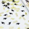 100pcs 2025 Black & Golden Graduation Cap Confetti -Elegant Paper Scatter Decor for Graduation Party, Celebratory Event Supplies