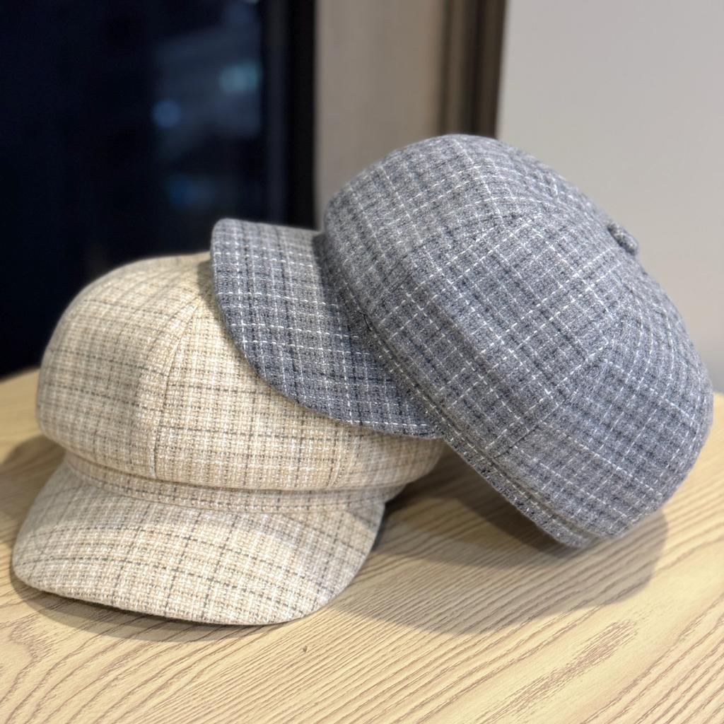 Octagonal Hat for Women In Autumn and Winter New Fashionable and Versatile Face Showing Beret British Retro Peaked Hat