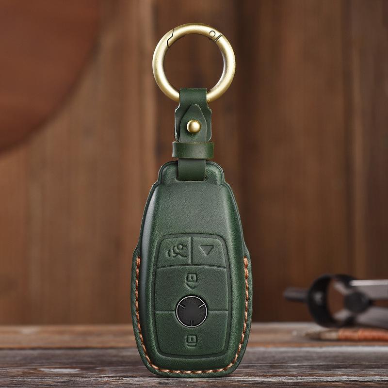 Retro and Old Style Handmade Real Cowhide Car Key Cover Is Suitable for Mercedes-Benz Bag Case.