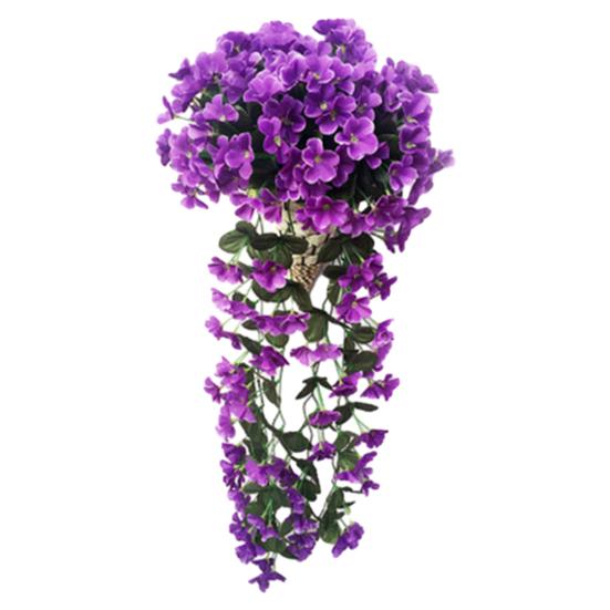 Artificial Hanging Violets Faux Violets with Flowers for Home Wall Vines Realistic Fake Window Box