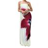 Women's European & American Print Strapless High Waist Backless Dress
