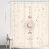 Zodiac Constellation Shower Curtain - Celestial Astrology With Crescent Moon, Galaxy & Tarot Aesthetic, Beige Mystical Design