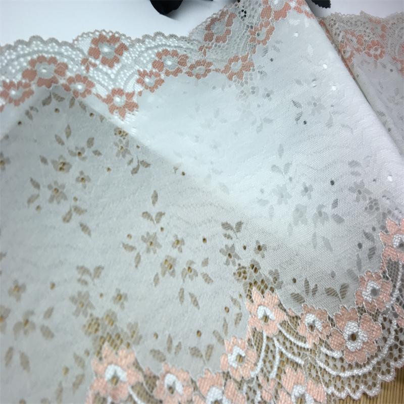 ( 3 Colors) 23.5cm wide Elastic Lace, Two-tone Stretch Spandex Textile Lace Fabric for Lingerie, Bra, Underwear, Garment, Sewing & Crafting