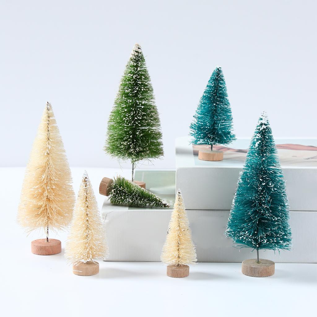 8pcs Mini Christmas Tree Wooden Xmas Ornaments Merry Christmas Decoration For Home 2025 Navidad Kerst Noel New Year Gift 2025