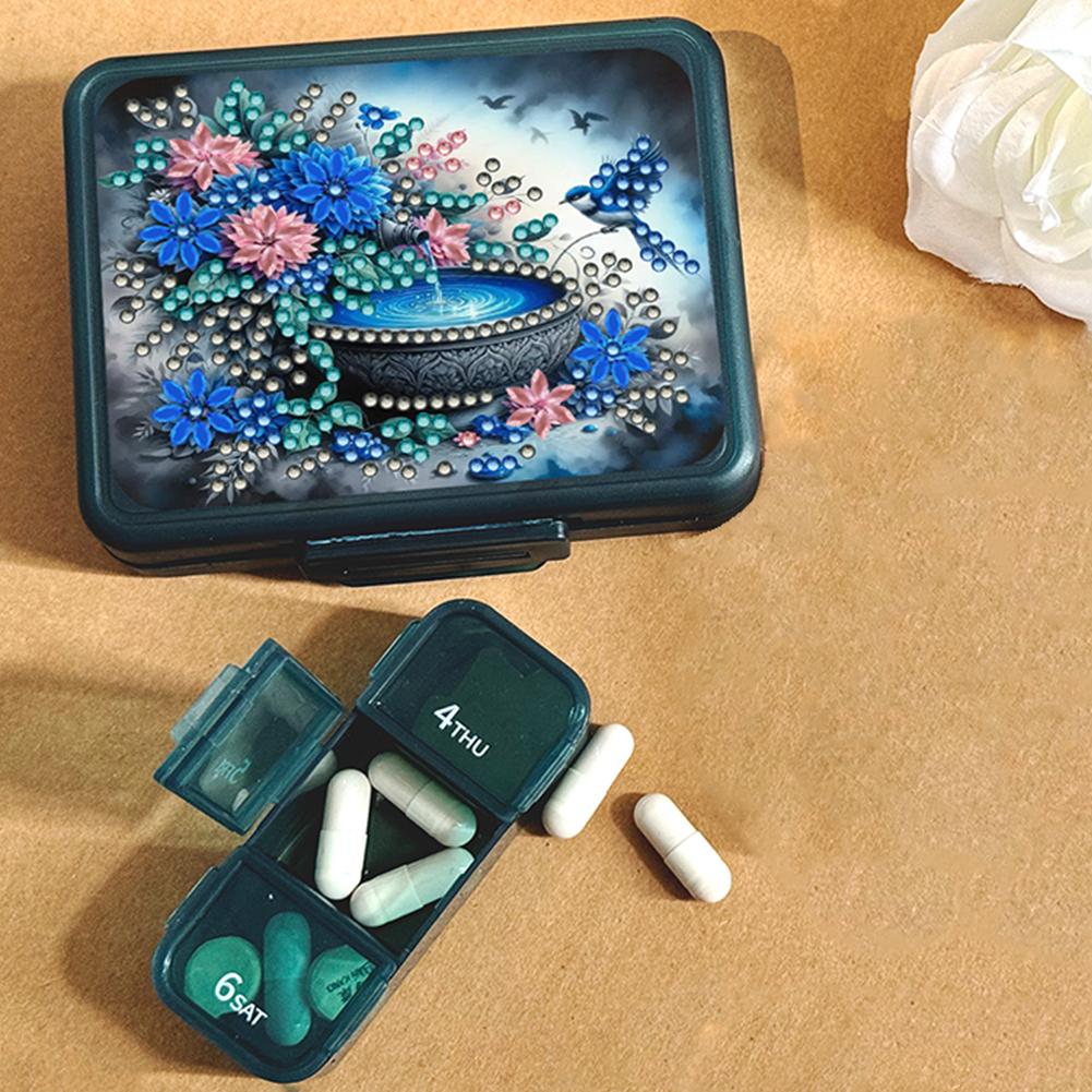 Diamond Art Pill Box Mini Travel Portable Storage Box Rectangular Medicine Box Diamond Painting DIY Blingbling Pill Case Pastill