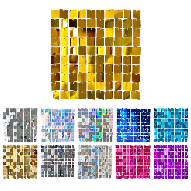 30x30cm 12pcs Sparkling Sequin Wall Backdrop Panel Glitter Photo Booth Background for Valentine's Day Decorations Wedding Party