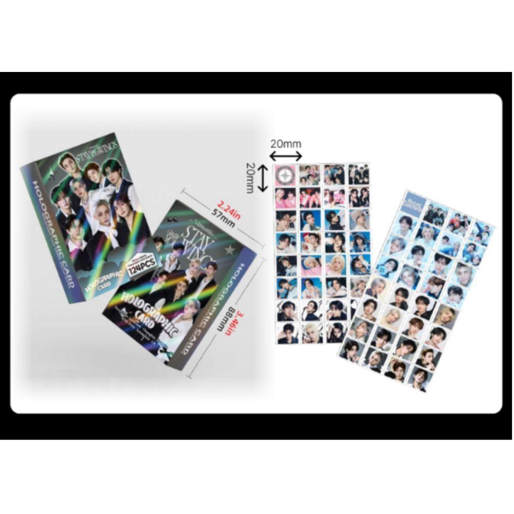 Stray Kids Hologramm Fotokarte Sticker 124 Stück Mega Pack (60 Stück Karten + 64 Stück Aufkleber) K-POP-Artikel