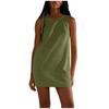 Summer Women's Cotton Linen Comfortable Solid Colour Sleeveless Backless Pocket Dresses