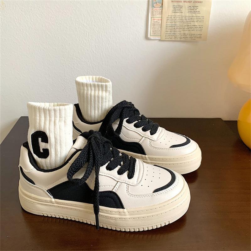 Little White Shoes Women's 2025 New Popular Spring Versatile Student Casual Sports Shoes Retro Thick-soled Heightening Board Shoes