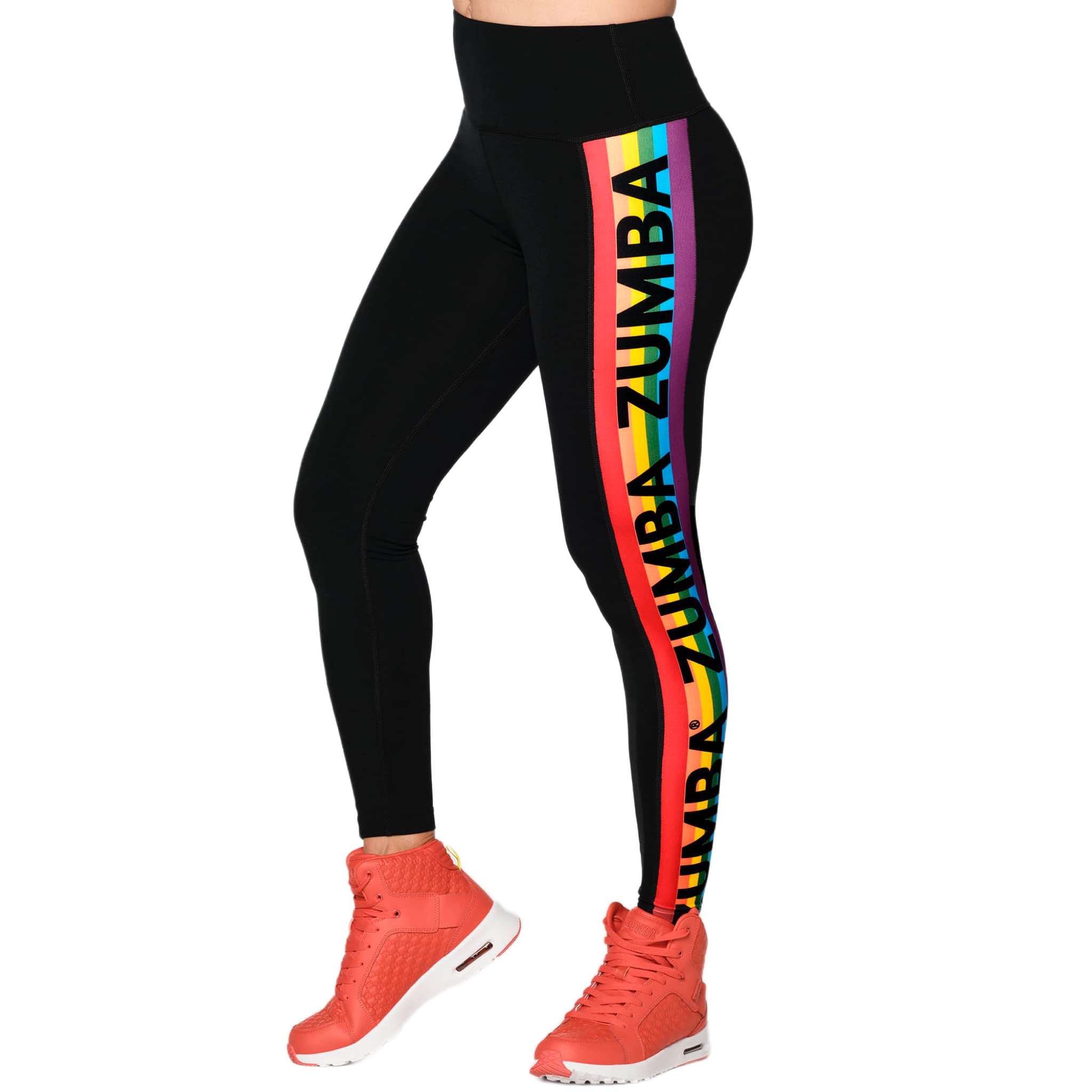 

Leggings Spats High Waist Rainbow Fitness Training Z1B000236 M Size Black [zumba wear] [zumba wear]