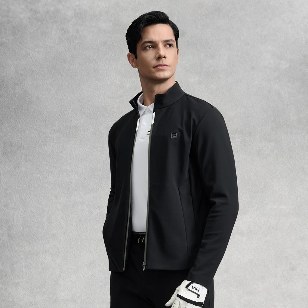 FILA Golf Series Casual Sports Classic Versatile Soft Stand Collar Windproof Standard Jacket Men Jackets A11M545501F-BK