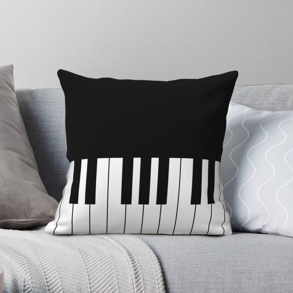 Green Harvest Unisex Piano Keys Square Pillowcase Polyester Linen Velvet Pattern Zip Decorative Throw Pillow Case Sofa Cushion Case 45X45