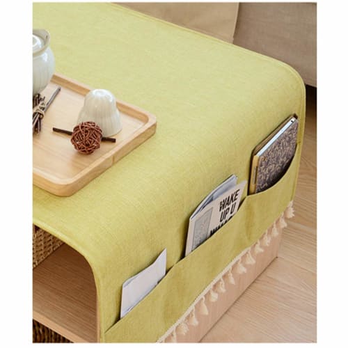 Rectangular Tablecloth for Tea Tables/Coffee Tables, Multi-Cover, Solid Color, Japanese Style, Cotton-Linen Table Cover, Water-Repellent, Oil-Proof, D