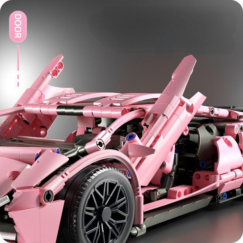 1299 PCS Tech 1:14 Pink Racing Sports Car Building Blocks Assemble Brick Car Toys for Girls Birthday Presents Christmas Presents