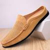 Men Casual Shoes Summer Semi-Drag Loafers Sandals Slippers Genuine Leather Mens Mules Half Shoes Retro Man Slides Slip On Flats