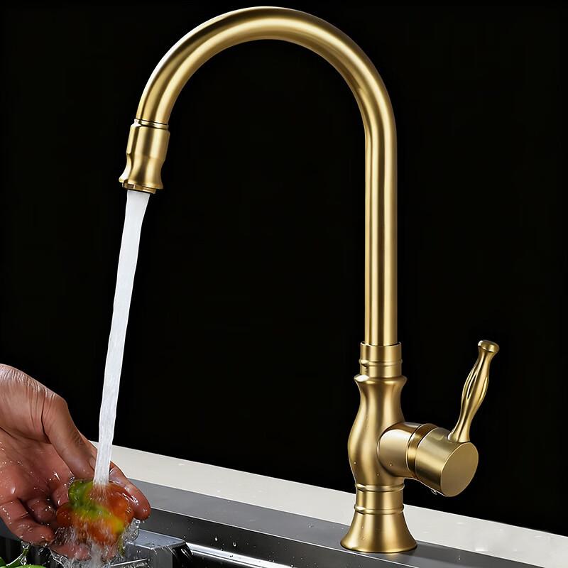 TLXT Gold Rotatable Wall-Mounted Kitchen Faucet